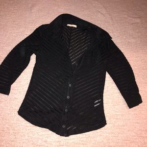 Forever 21 black mesh button down